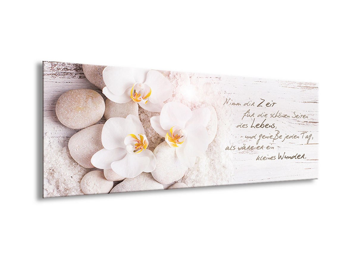 GLASBILD 80x30 cm Spruch Orchidee Weiß Beige - Beige, Glas (80/30cm) - artissimo