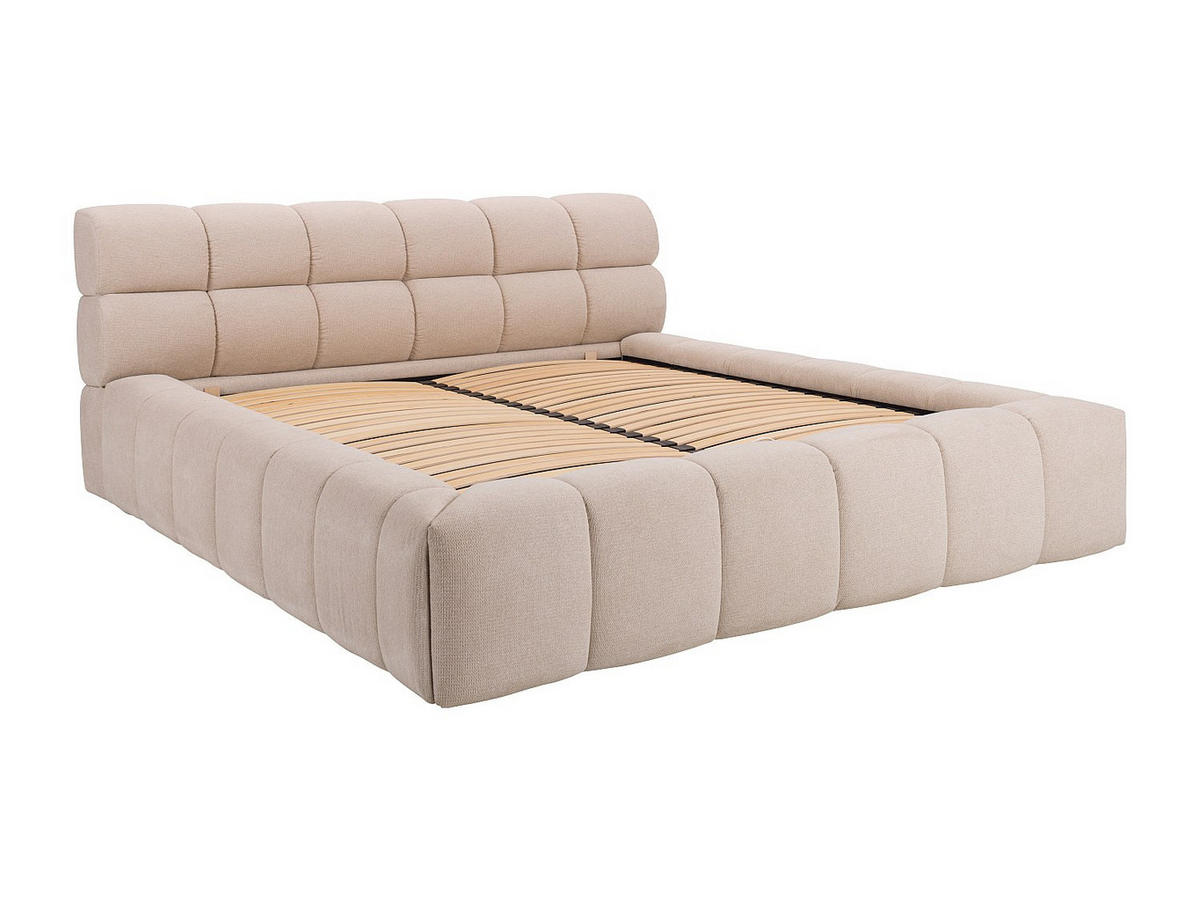 BETT mit Bettkasten - 2 Personen - Stoff - Beige - - Beige, Textil (200/200cm) - Vente-Unique