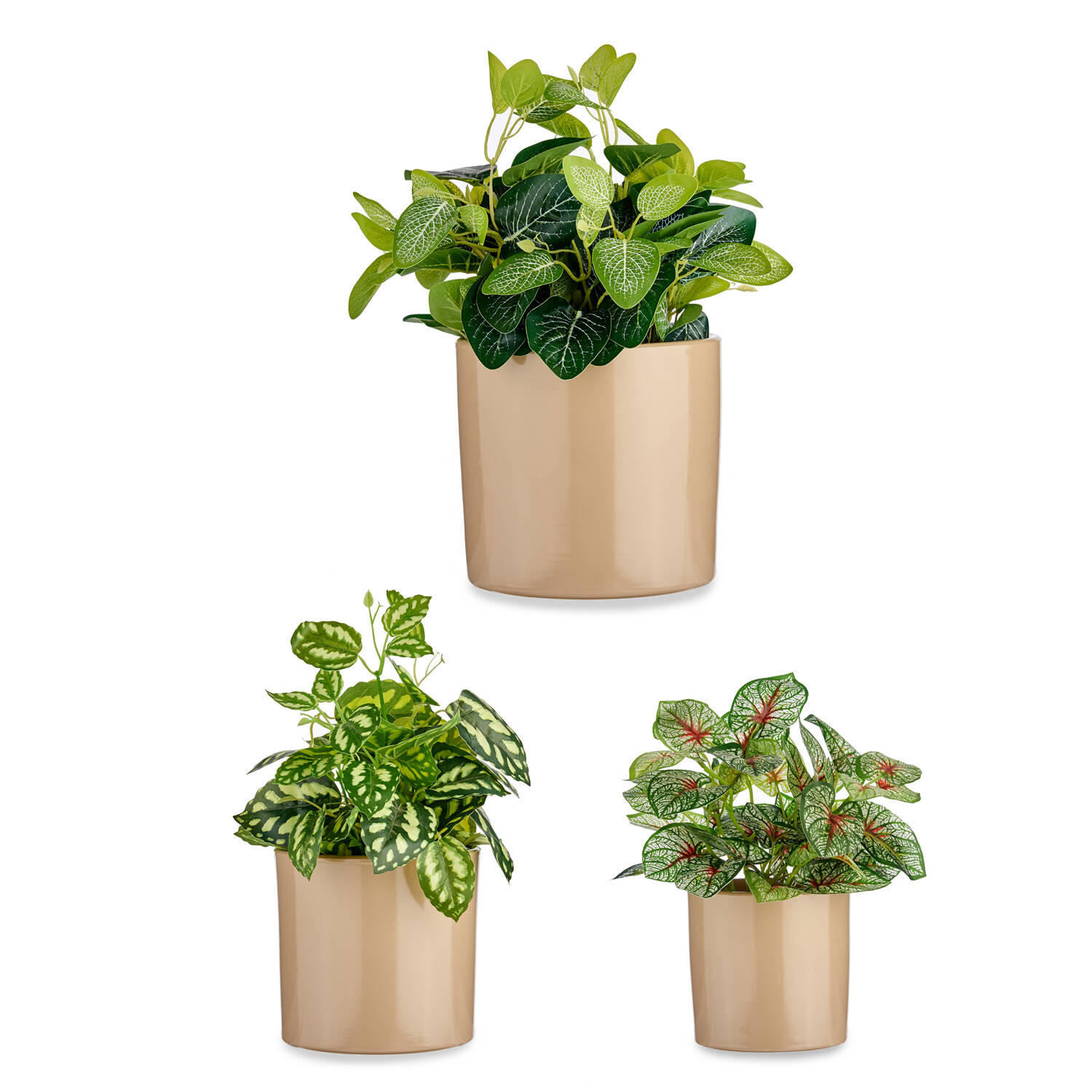 BLUMENTÖPFE Keramik 3er-Set - Beige, Keramik (22/19cm)