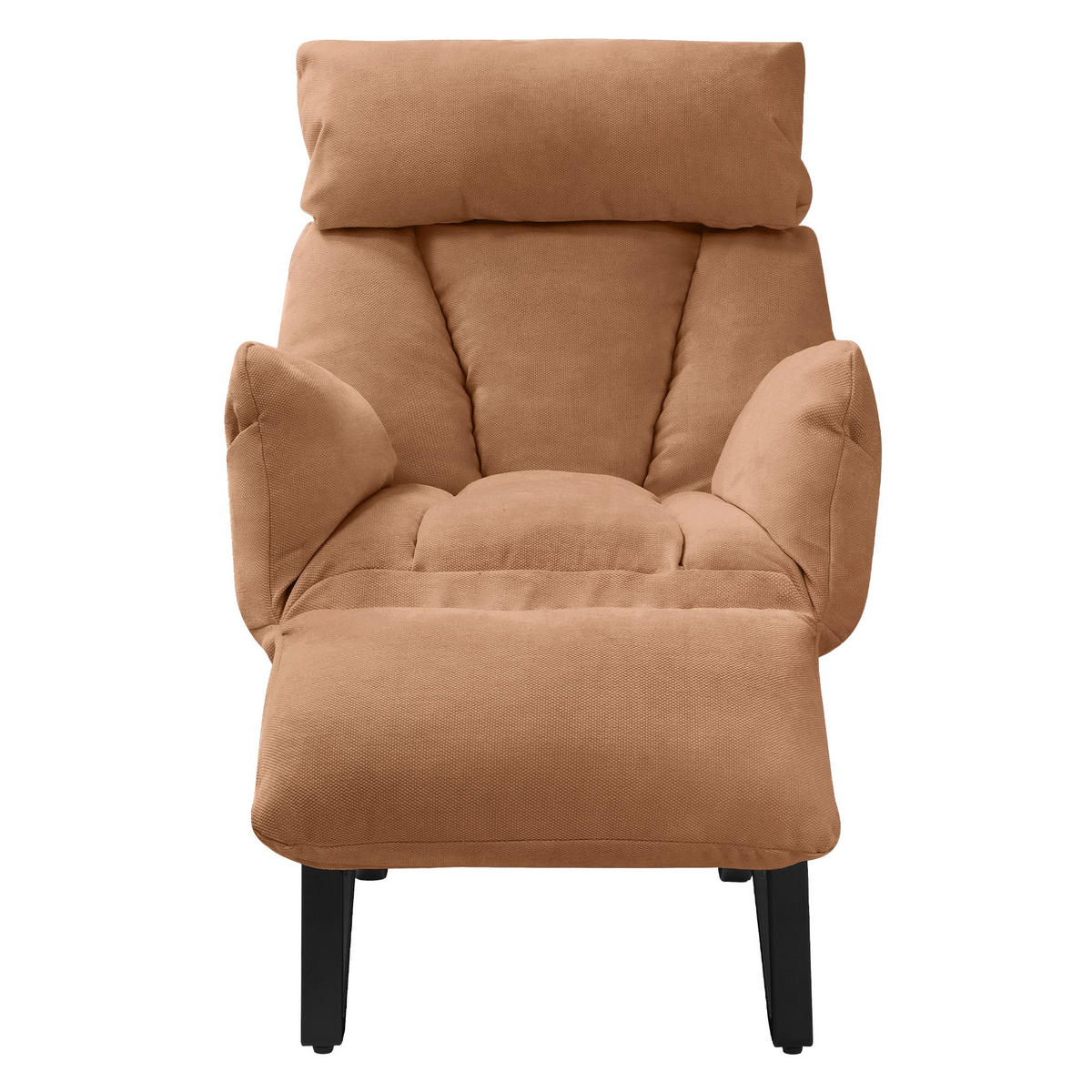 RELAXSESSEL Braun Leinenbezug verstellbar mit Armlehnen und Fußablage - Schwarz/Braun, Textil/Metall (85/102/82cm) - ML-DESIGN