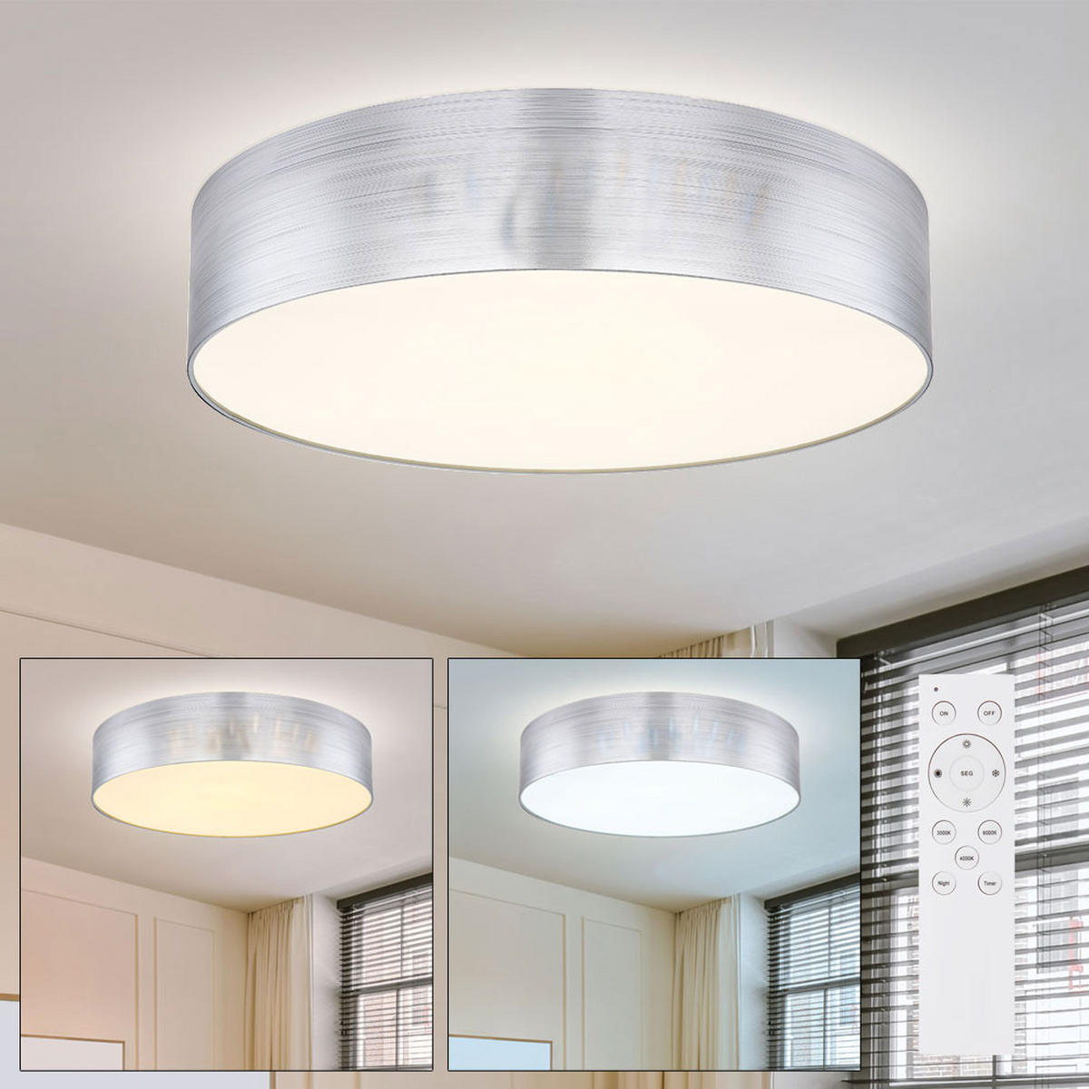 LED DECKENLEUCHTE Silber Opalglas - Silberfarben, Metall (60/60/12cm)