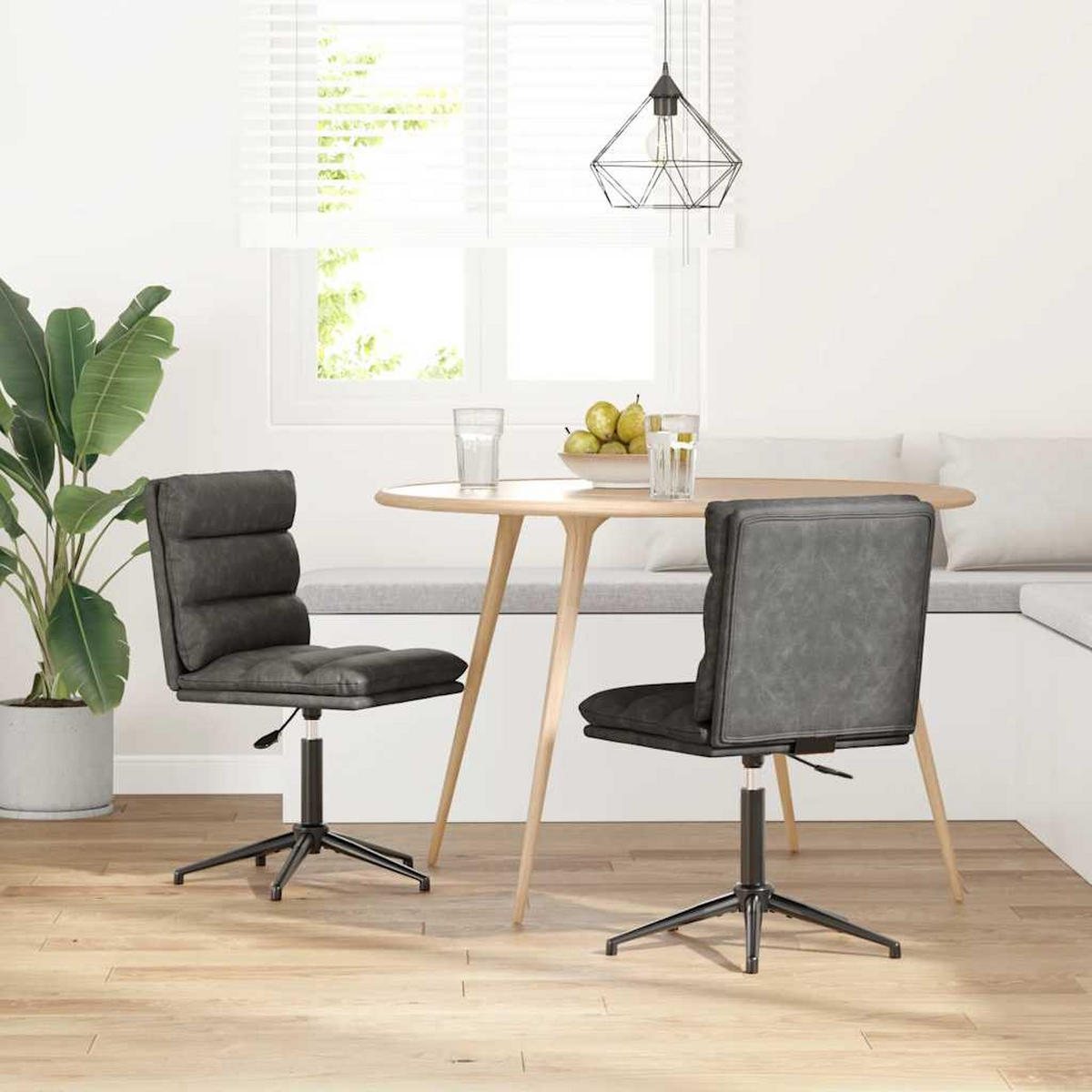 STUHL-SET 2 Stk Korngrafenhain 44/84/50 cm - Schwarz, Leder (44/84/50cm) - ZMH