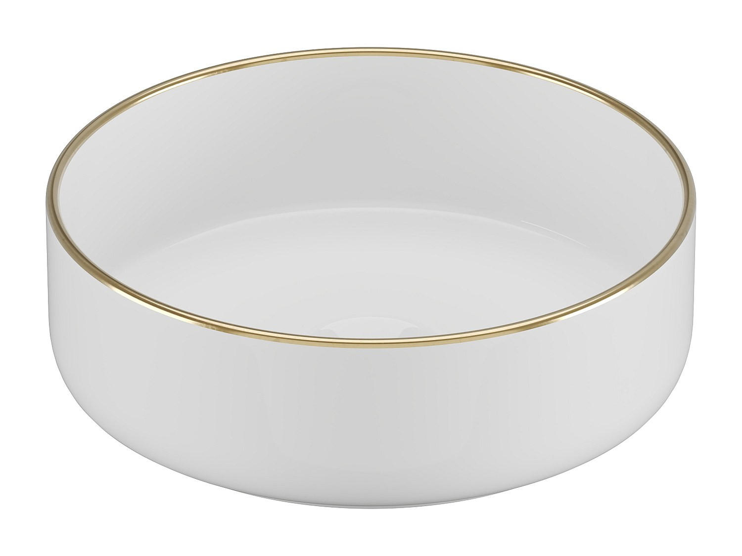 AUFSATZWASCHBECKEN - 36 cm x 36 cm - Keramik - Weiß, Goldfarben - LENISO - Goldfarben/Weiß, Keramik (36/12/36cm) - Vente-Unique