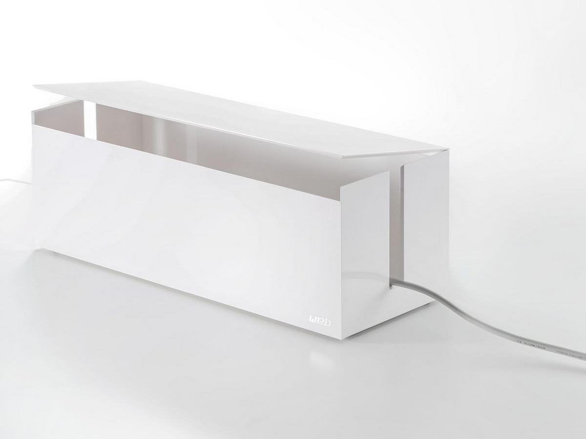 KABELBOX Web weiß 40/14/15 cm - Weiß, Kunststoff (15/40/14cm) - Yamazaki