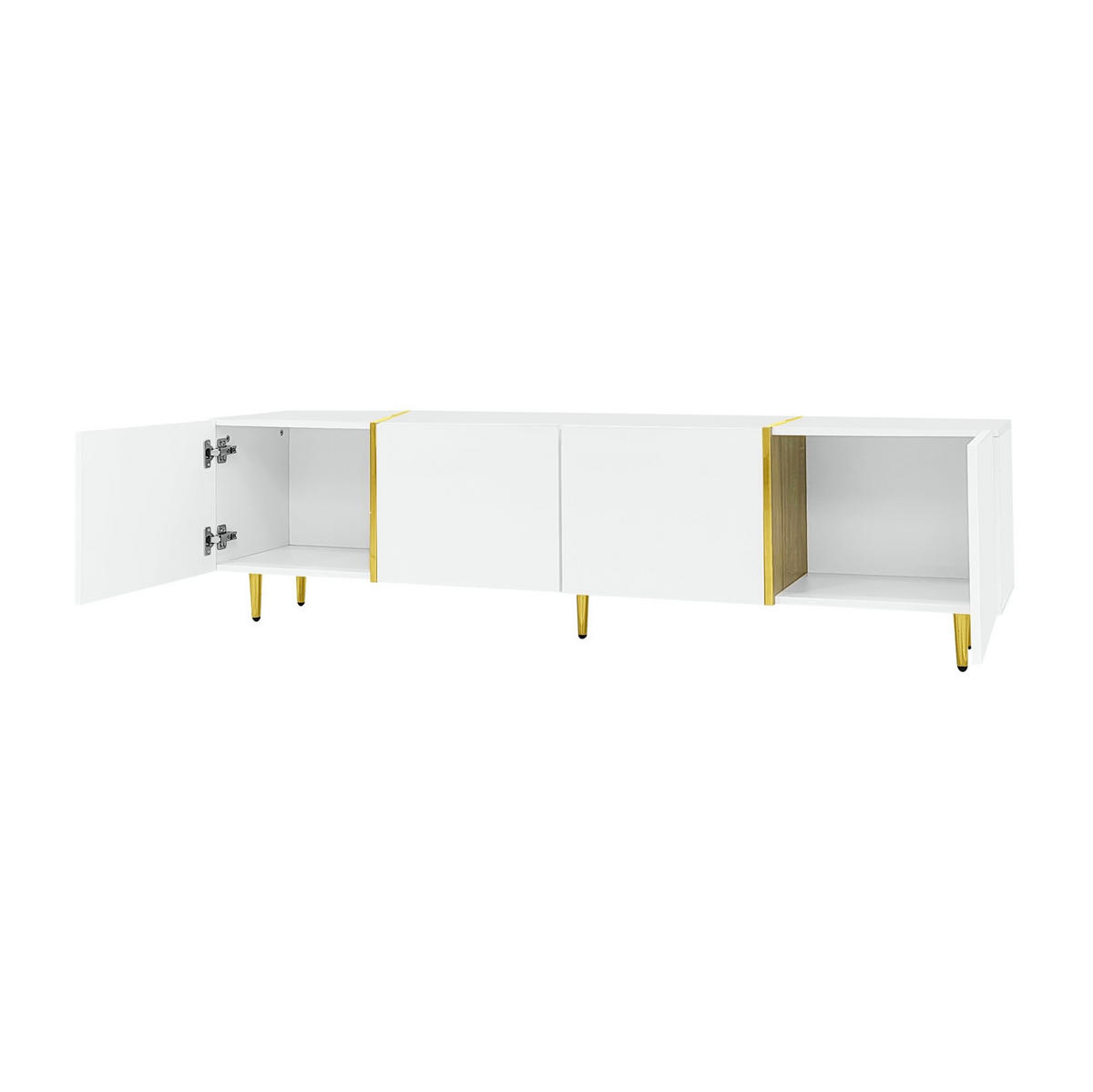 TV-LOWBOARD aus MDF 170x35x46 cm Weiß Hochglanz mit 4 Türen und Soft-Close-Scharnieren - Weiß, Holzwerkstoff (170/46/35cm) - IVMEU