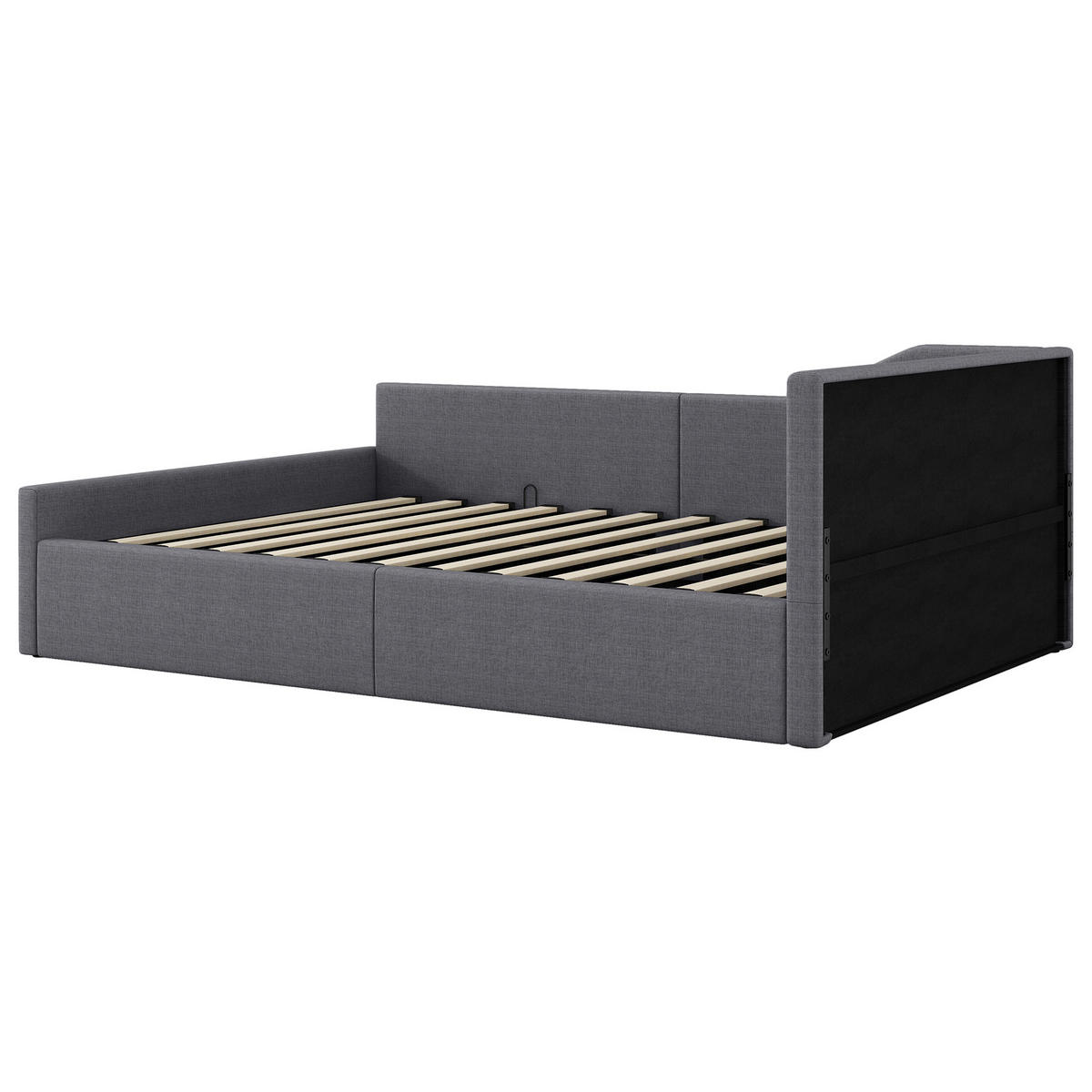 POLSTERBETT 140/200 cm Grau mit Stauraum und Leinenpolsterung - Grau, Holzwerkstoff (140/200cm) - OKWISH