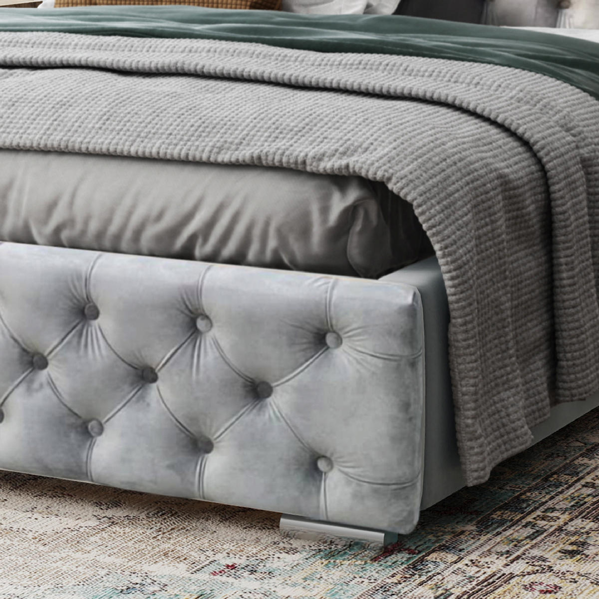 POLSTERBETT Doppelbett Volano Grau 140x200 cm - Grau, Textil (140/200cm) - Meblito