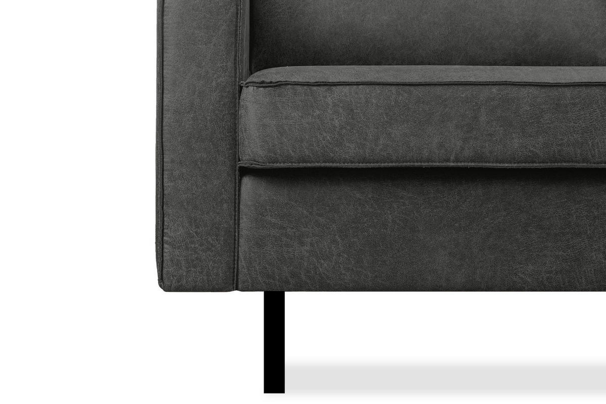 1,5-SITZER-SESSEL INVIA mit Armlehnen vintage, Lederoptik-Stoff, Dunkelgrau - Dunkelgrau/Schwarz, Textil (116/87/98cm) - KONSIMO®