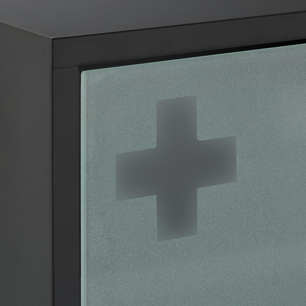 MEDIZINSCHRANK - Schwarz, Glas/Metall (27/57/12cm) - Relaxdays