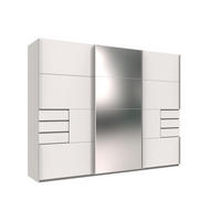 KLEIDERSCHRANK Saigon in Weiß und weißen Griffen mit einer Spiegel Türfront – Schwebetürenschrank 3 türig - 270 cm Breite - Weiß, Holzwerkstoff (80/200/120cm)