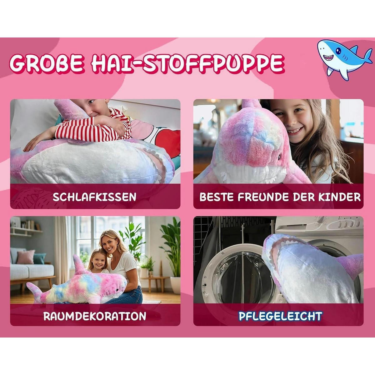 KUSCHELTIER Hai 100 cm - Multicolor, Textil (60/100cm)