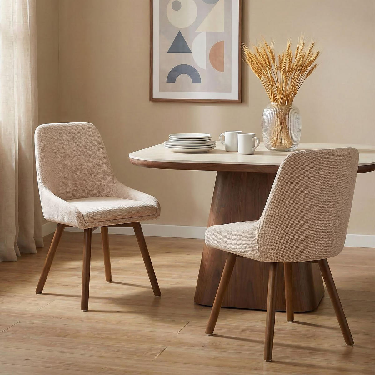 ESSZIMMERSTÜHLE PIPPA 2er-Set beige - Beige, Textil (82/42/58cm) - IDIMEX