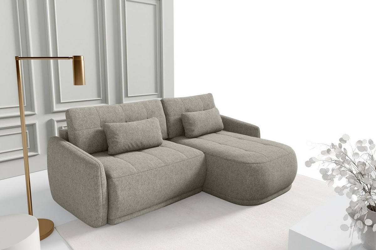 ECKSOFA Krabi Hellbraun, mit Schlaffunktion - Hellbraun, Textil (240/167cm) - Bettso