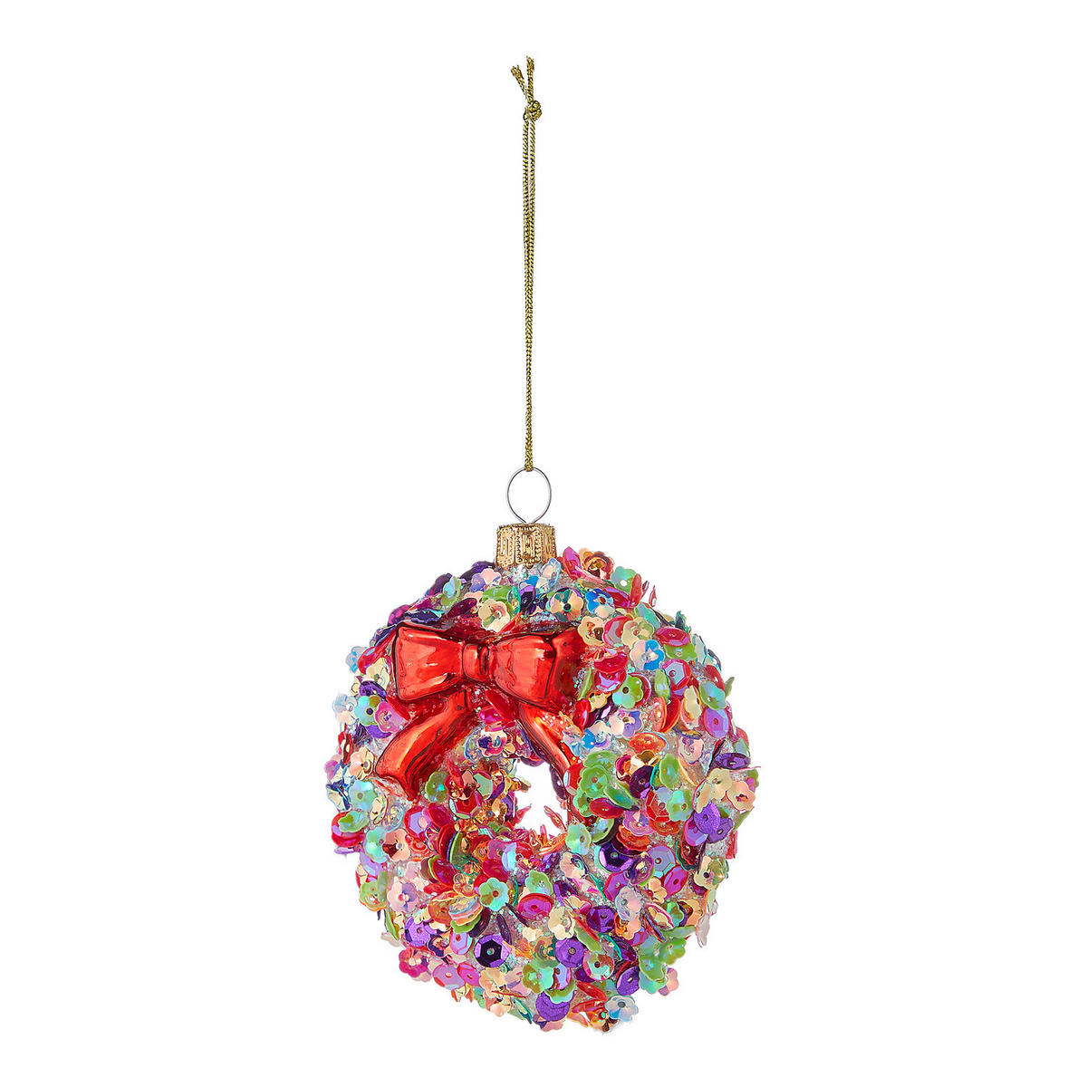 WEIHNACHTSBAUMKUGEL Hang On Pailleten-Kranz - Rot, Glas (4/9/9cm) - Butlers