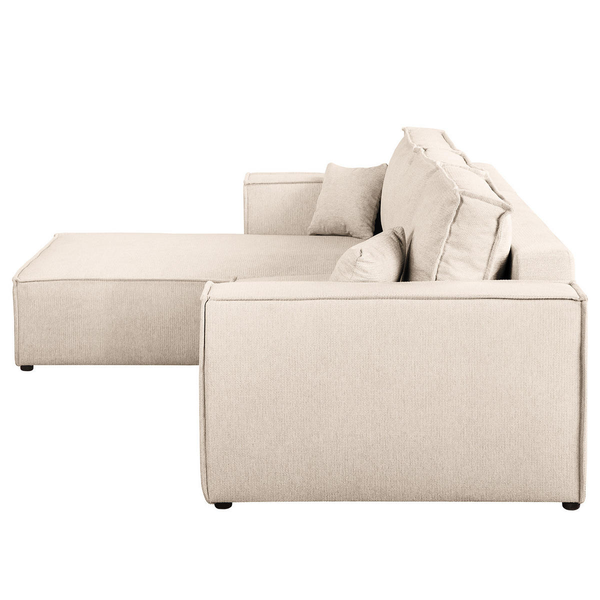 ECKSOFA mit Schlaffunktion - 290 cm - Beige/Schwarz, Kunststoff/Textil (290/185cm) - home24