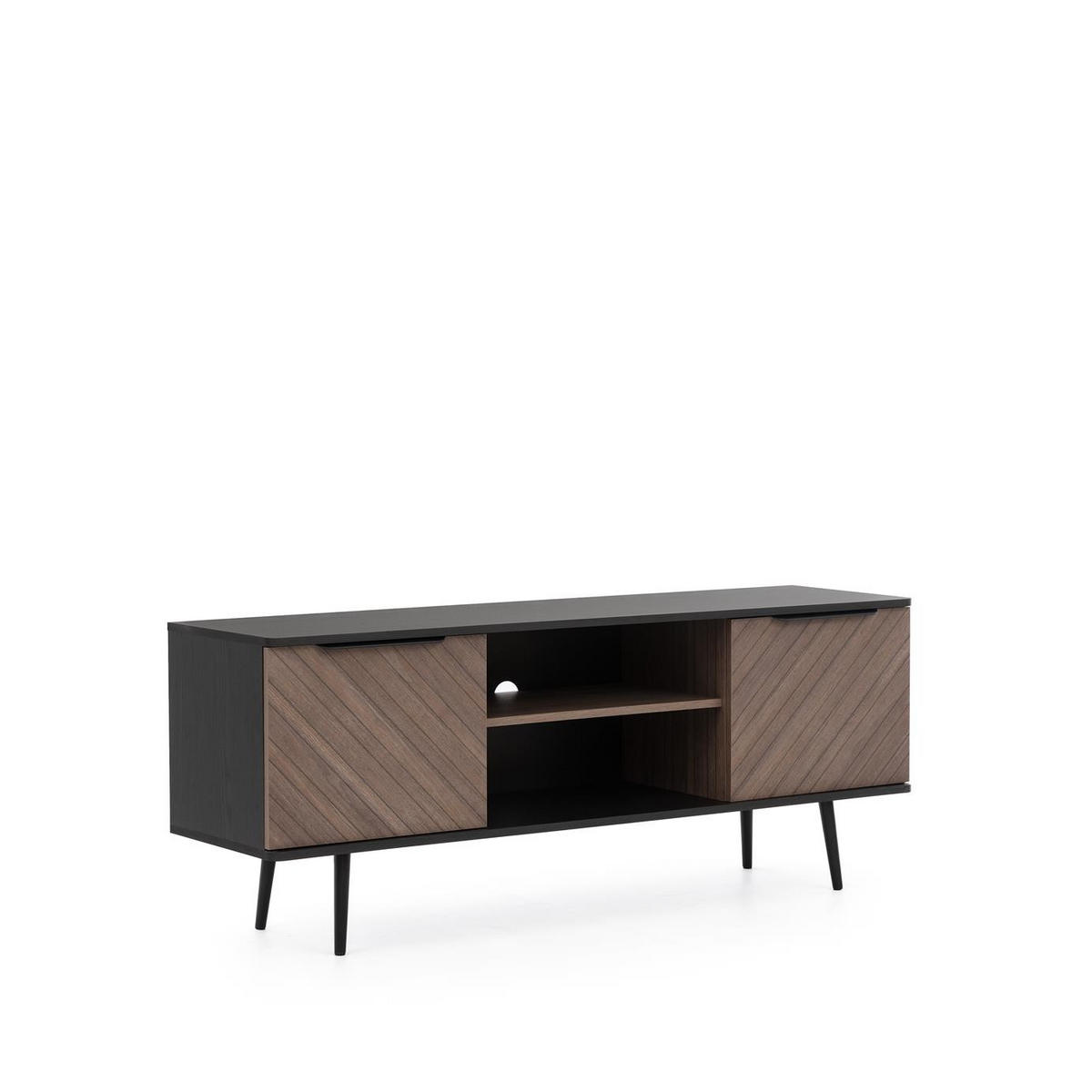 TV-SCHRANK Elio Braun mit Graphit - Schwarz/Braun, Holzwerkstoff (150/60/41cm) - Bettso