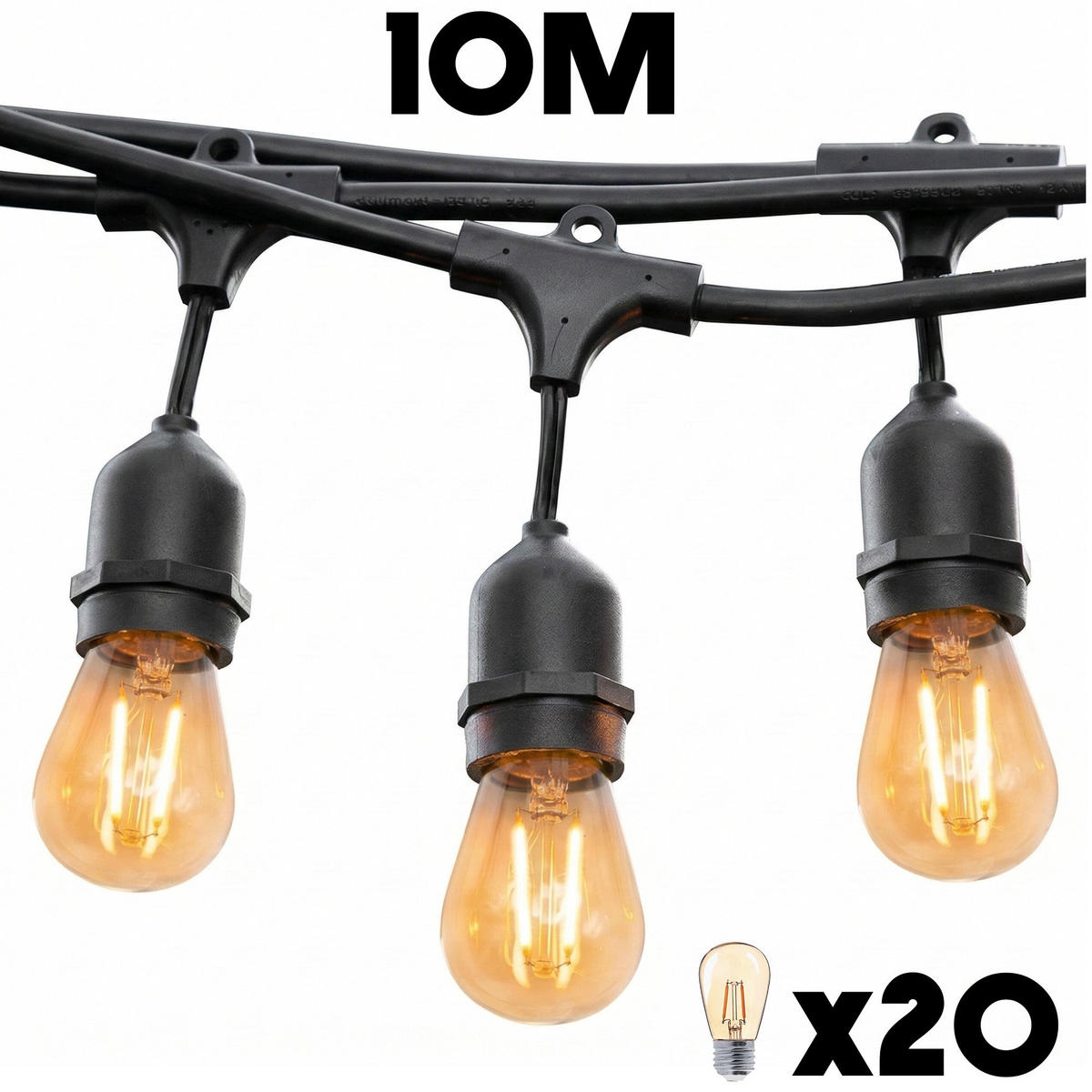 MAFY Lichterkette 20xE27 10M - Schwarz, Kunststoff (1000cm) - Lumisky