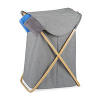 WÄSCHEKORB klappbar - Grau, Holz/Textil (43/62.5/42cm) - Relaxdays