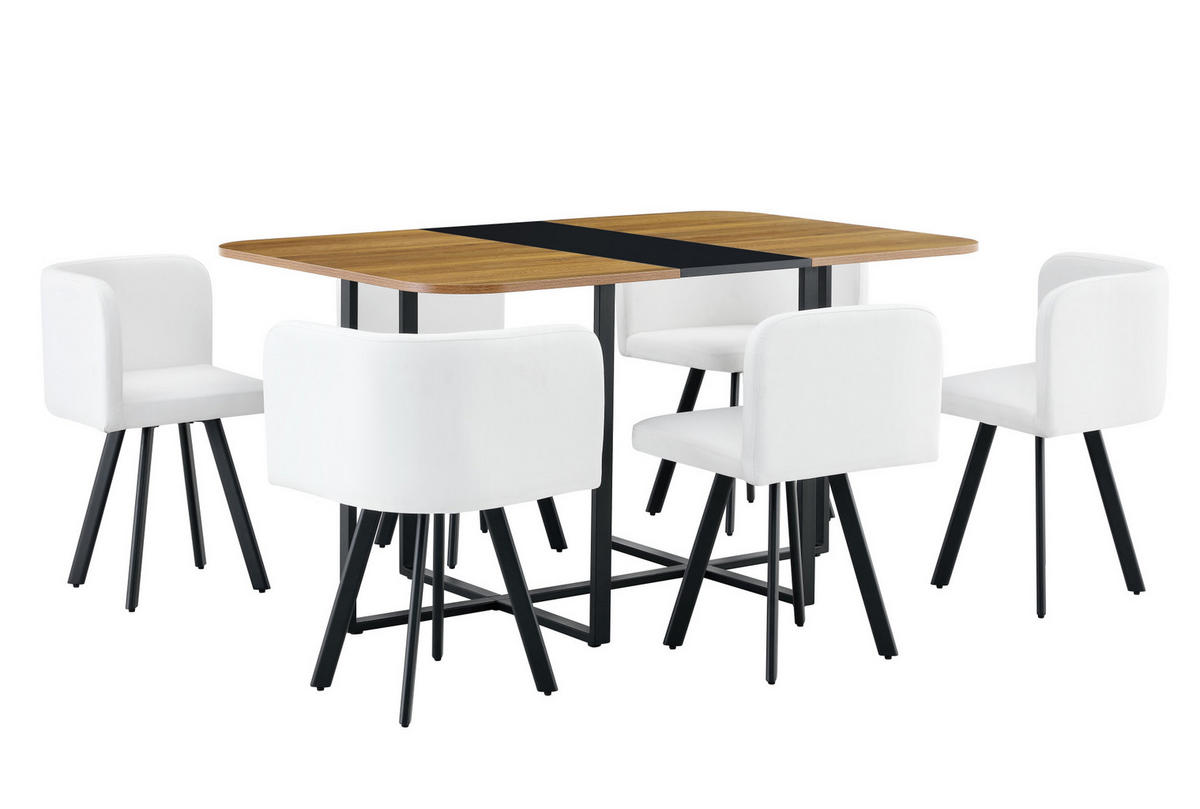 ESSTISCH-SET ausziehbar mit 4 Stühlen Naturholzoptik Schwarz - Schwarz, Metall (100/79/150cm) - Meubliv