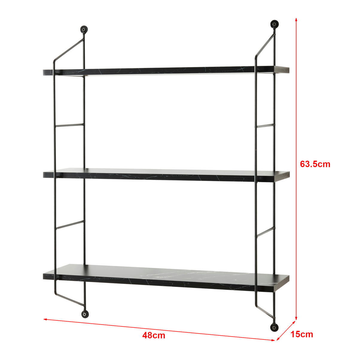 WANDREGAL Ösel - Schwarz, Metall (48/63.5/15cm) - [en.casa]