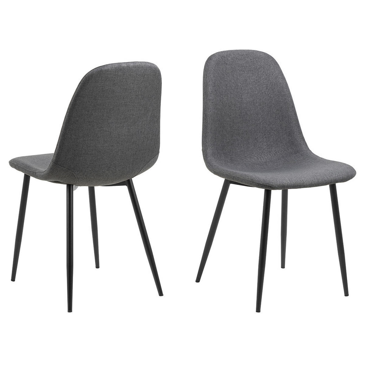 ESSGRUPPE, Wilma, Tisch Weiß, Stühle Dunkelgrau, Stoff, 120 x 80 x 75 cm, 5-teilig - Weiß, Textil/Metall (120/75/80cm) - ebuy24