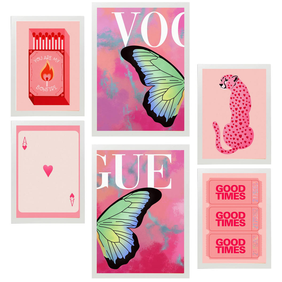 POSTER Set Mit 6 Moderner Kunst A3 & A4 Weißer Rahmen - Weiß, Papier (29/3cm) - Nacnic