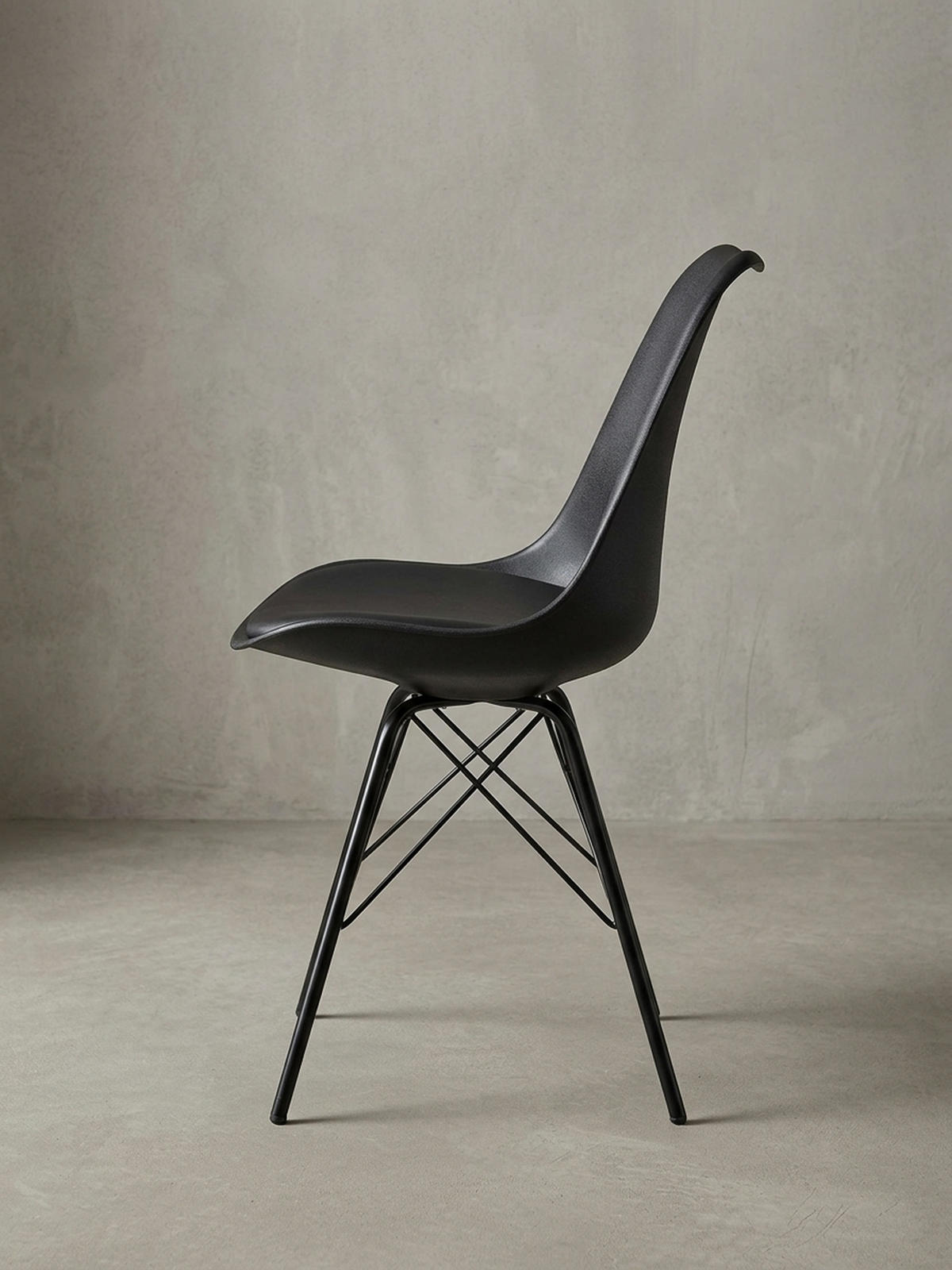 ESSZIMMERSTUHL 2er Set mit Metallgestell Skandinavisch gepolstert, Schwarz 58x48x86 cm - Schwarz, Kunststoff/Textil (58/86/48cm) - KADIMA DESIGN