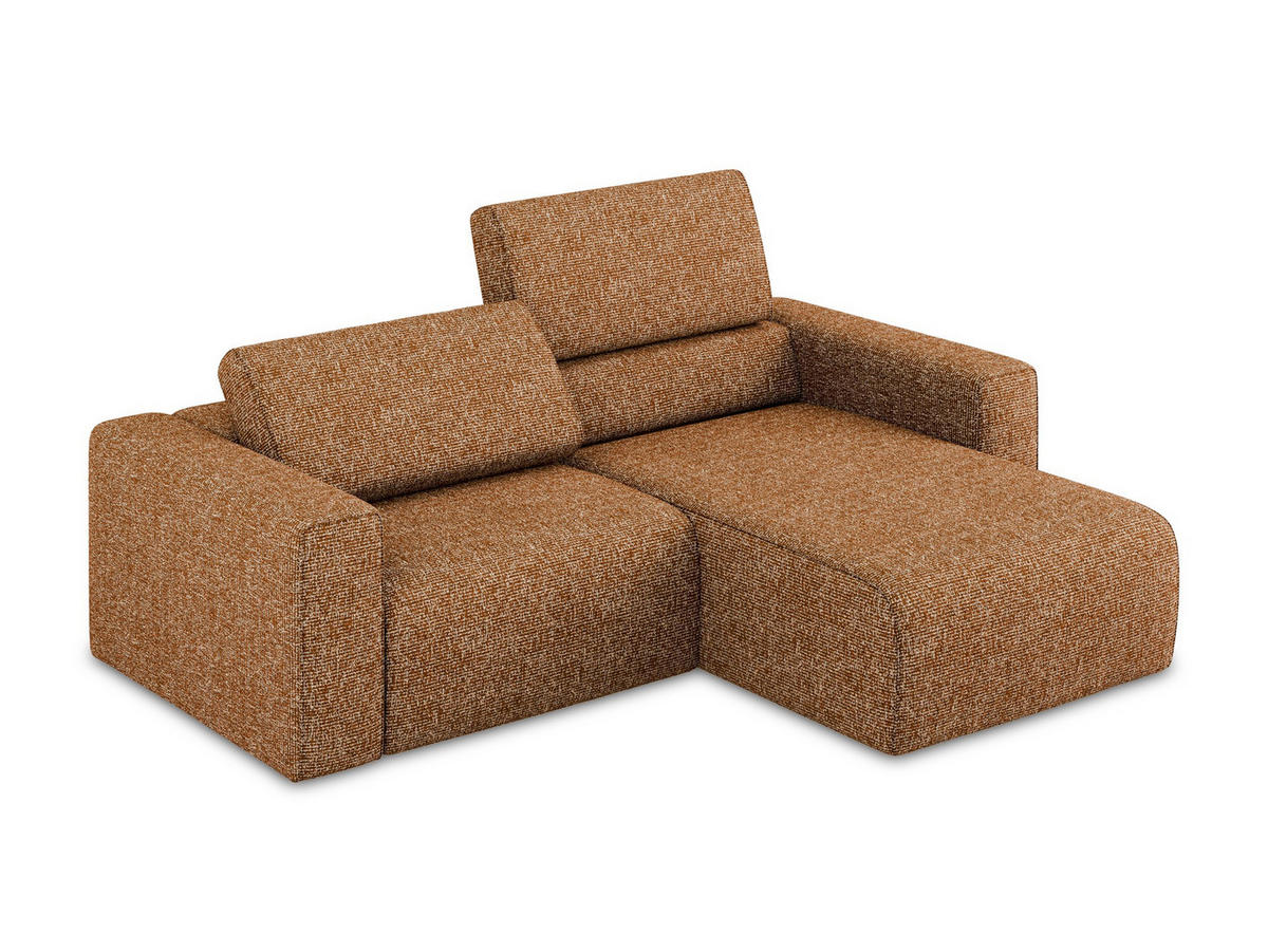 ECKSOFA Rechts Strukturstoff Stoff Orange - Terra cotta/Schwarz, Kunststoff/Textil (224/167cm) - Makamii