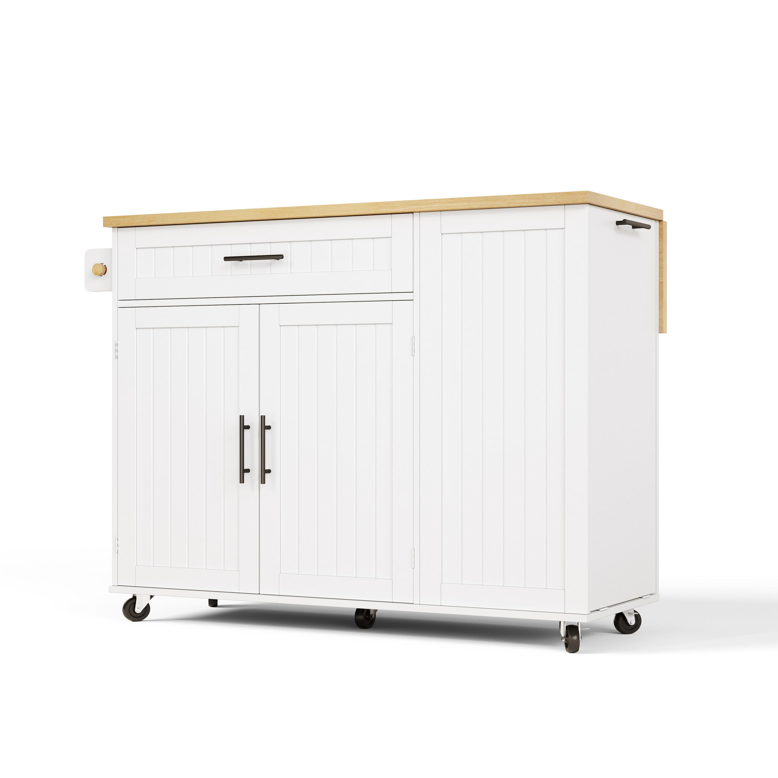 KÜCHENINSEL DE-41363 130/45-70/93 cm, mit Mülleimerschrank Weiß - Weiß, Holzwerkstoff (130/93/70cm) - ComfortXL