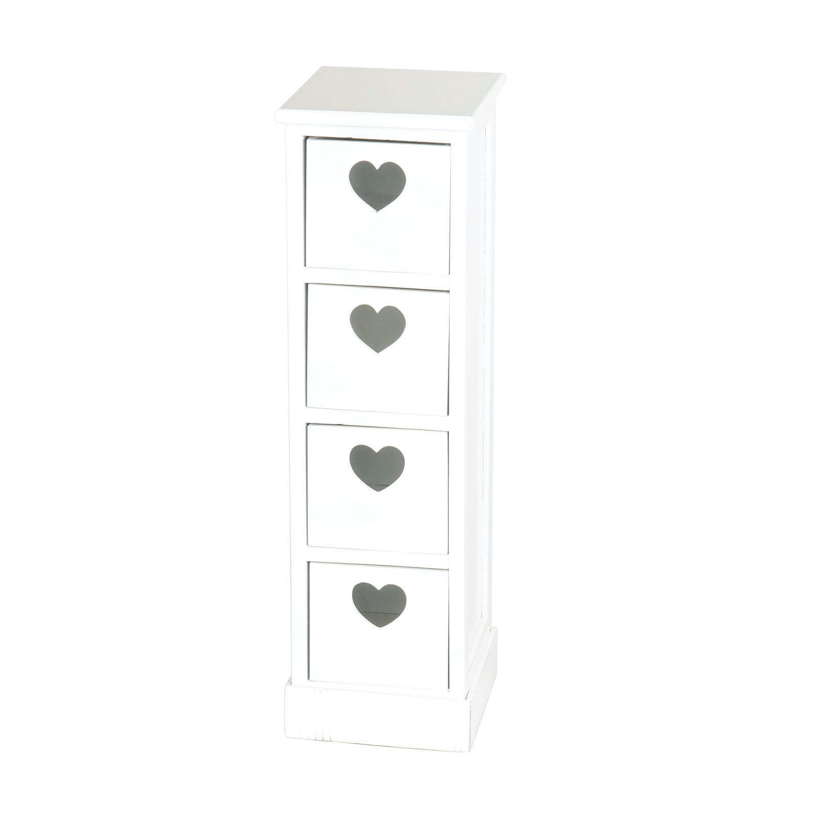 SCHRANK Heart mit 4 Schubladen Holz naturfarben, weiß - Weiß, Holz (24/72/21cm) - CREEDWOOD