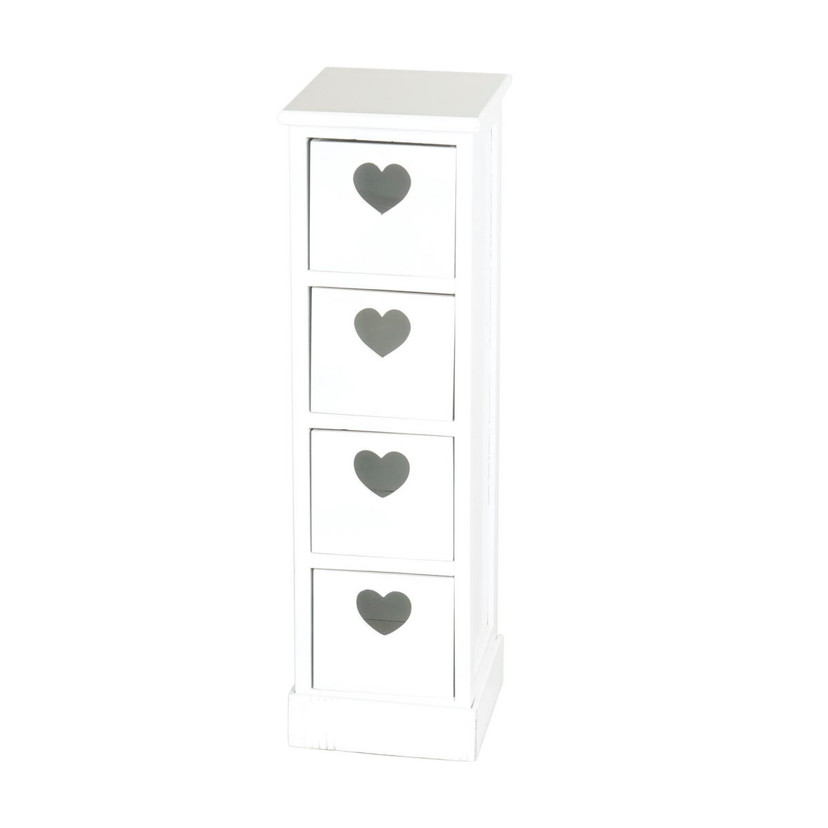 SCHRANK Heart mit 4 Schubladen Holz naturfarben, weiß - Weiß, Holz (24/72/21cm) - CREEDWOOD