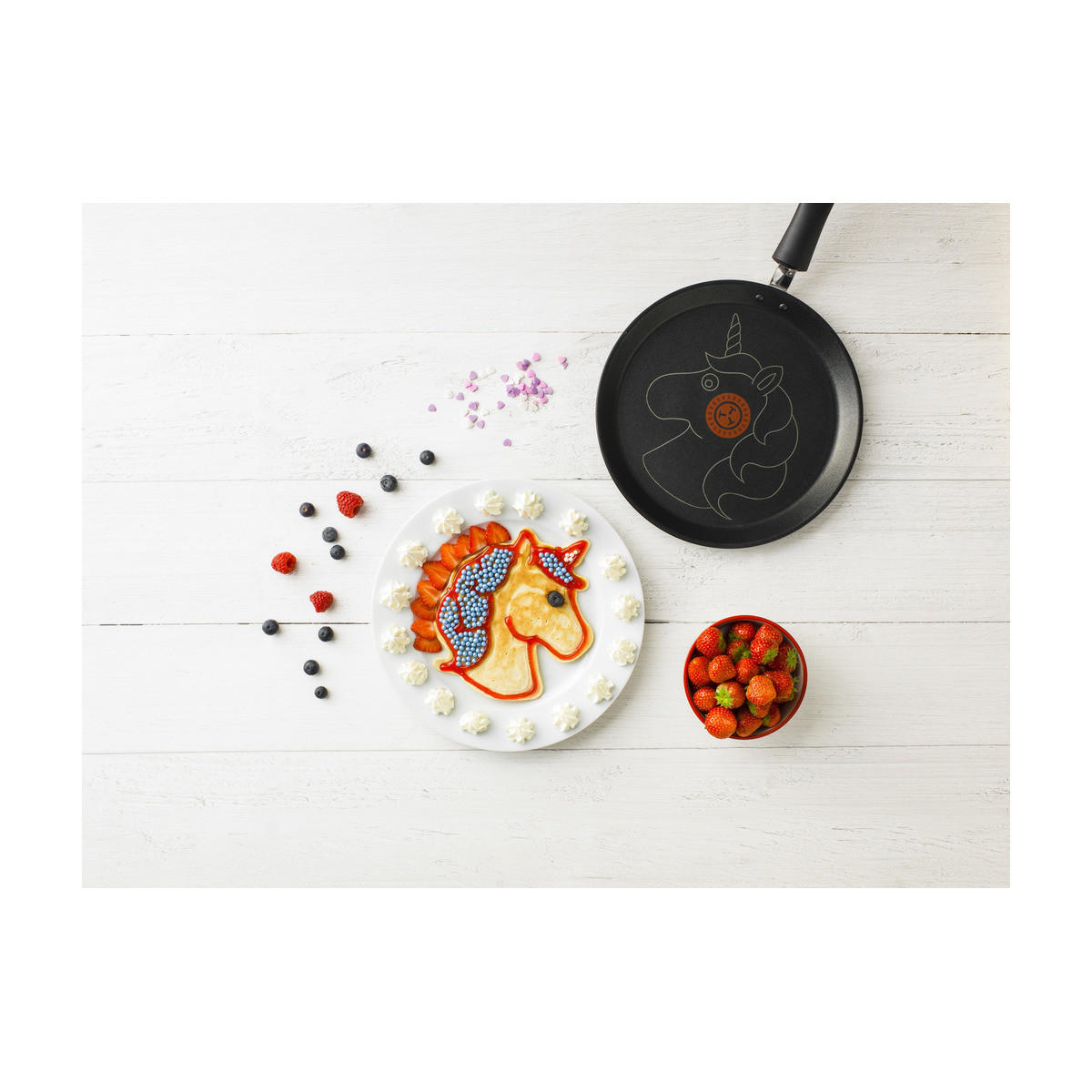 CREPEPFANNE Creative Panda 25 cm Schwarz induktionsgeeignet Antihaftbeschichtung mit Dosierflasche 200 ml - Schwarz, Kunststoff/Metall (25cm) - Tefal