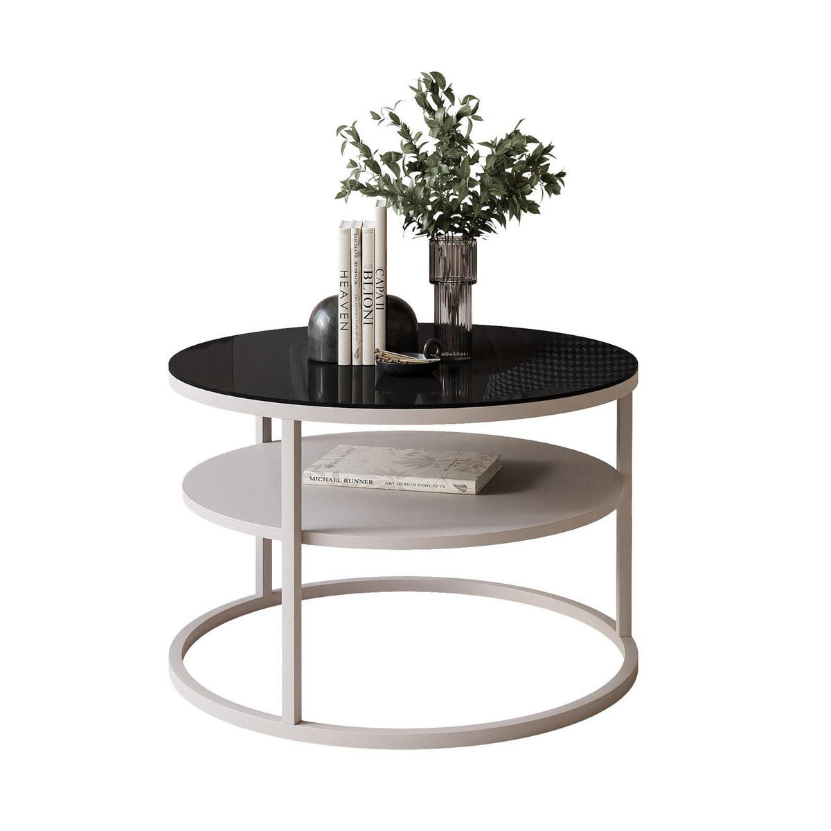 COUCHTISCH CIRI GLAS KASCHMIR mit Regal - Beige, Glas (60/60/42cm) - Lookway