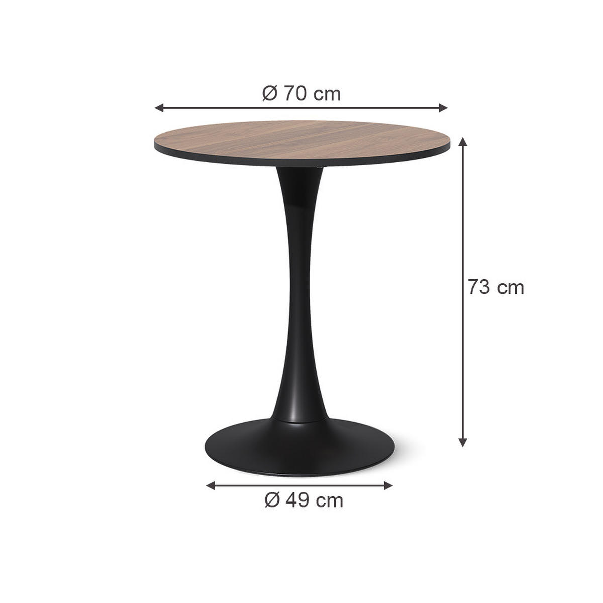 MASA DE SUFRAGERIE Carl, nuc/Negru, 70 x 70 cm - culoare nucă/negru, compozit lemnos (70/70/73cm) - Vicco