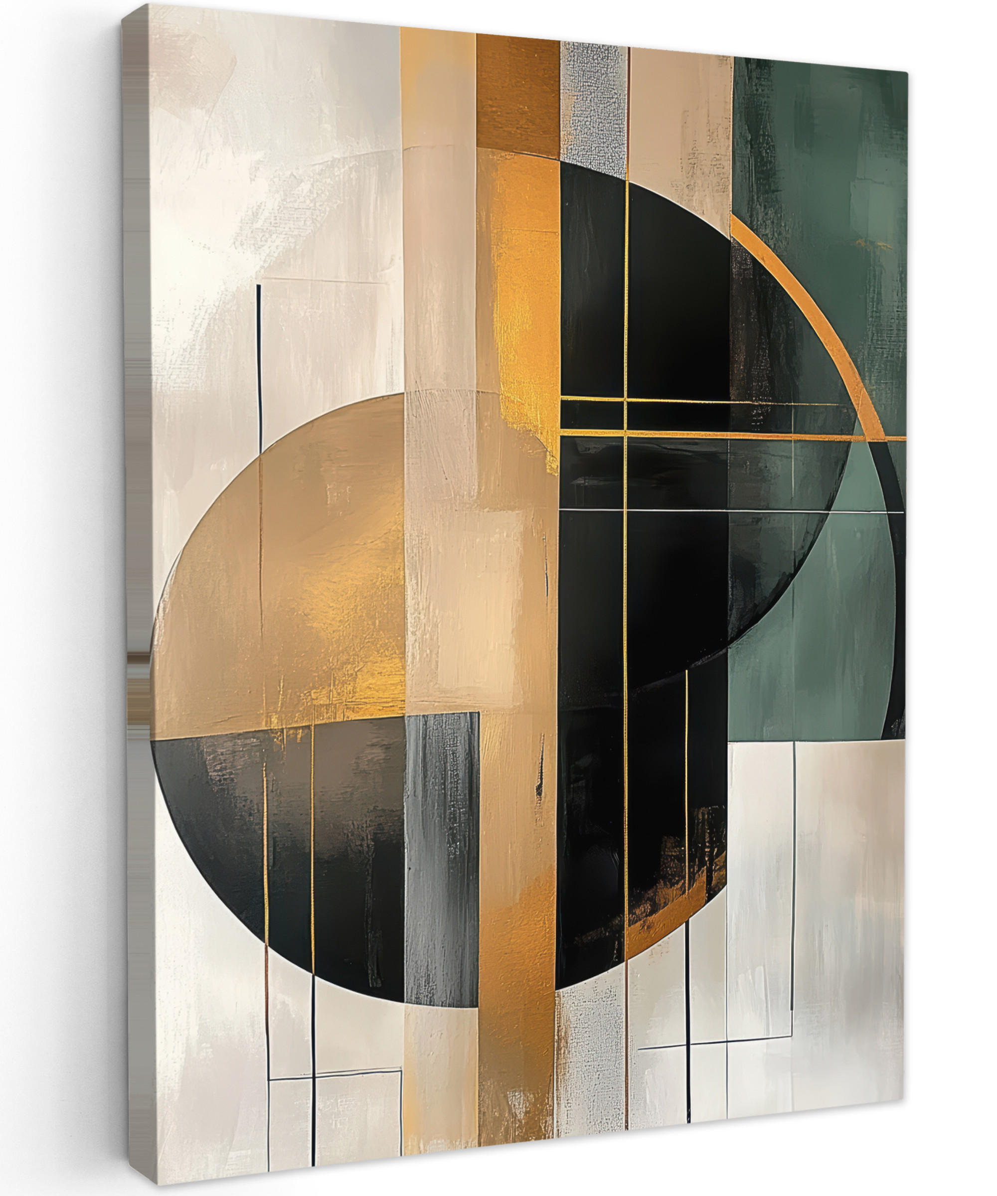 MuchoWow OBRAZ NA PLÁTNĚ Abstraktní - Zlato - Bronz - Zelená - Tvary - Moderní 30x40 cm