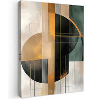 LEINWANDBILD - Abstrakt - Gold - Bronze - Grün - Formen - Modern - 60x80 - Gemälde - Multicolor, Textil (60/80cm) - MuchoWow