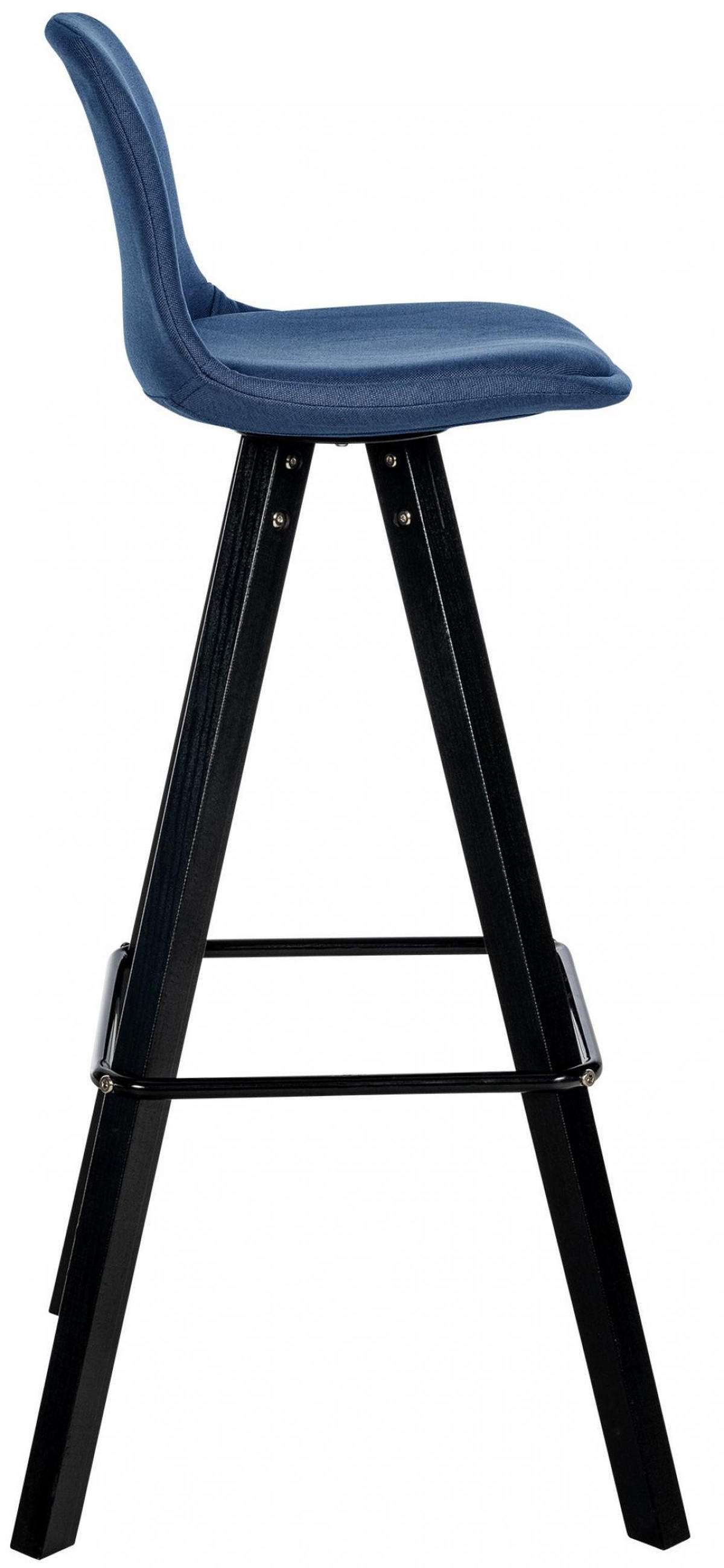 BARHOCKER 2er Set Stoff Blau - Blau/Schwarz, Holz/Textil (38/99/44cm) - CLP