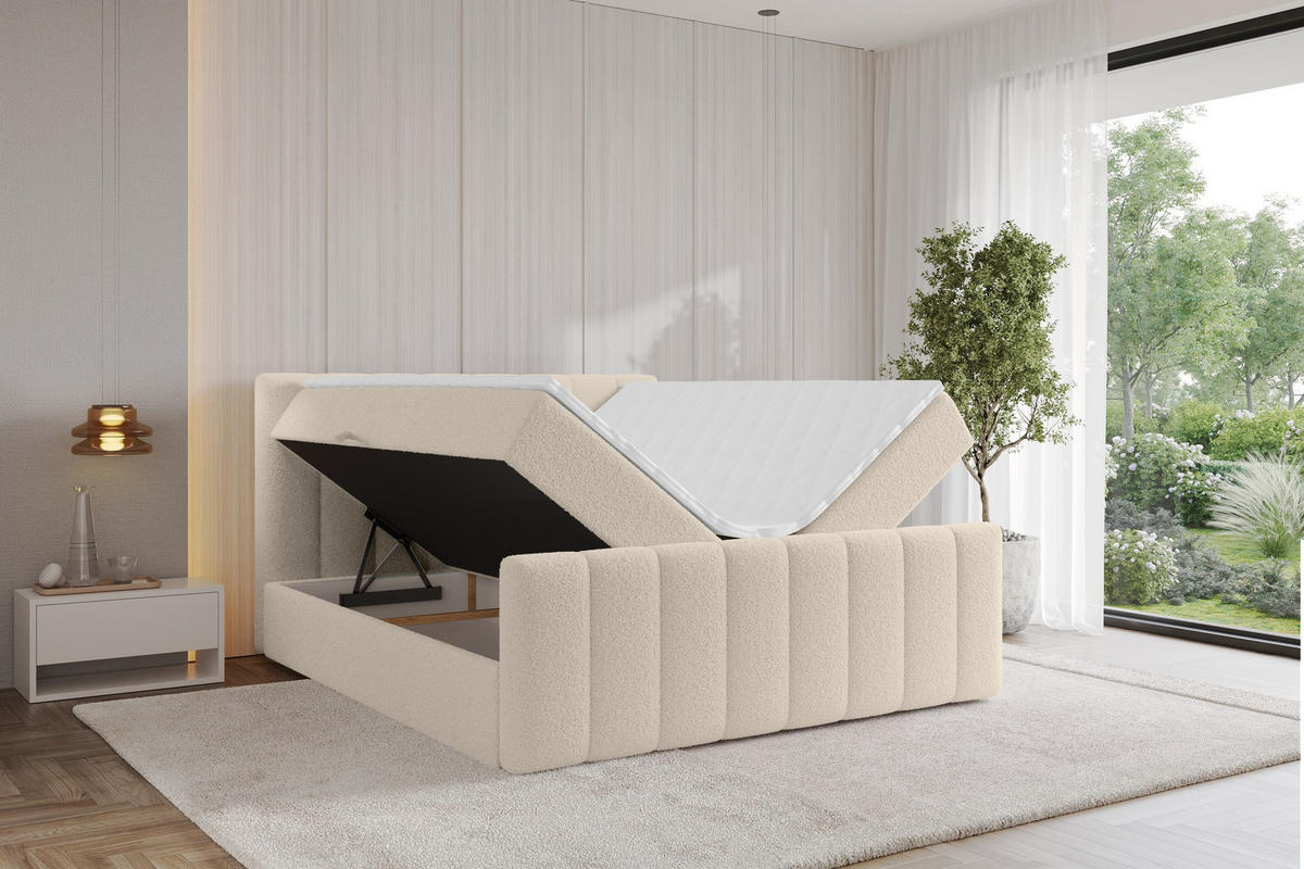 KONTINENTÁLNÍ POSTEL s matrací H3 - OTTA-Z - 120x200 cm Tmavě béžová - kapučínová, kompozitní dřevo (120/200cm) - ALTDECOR