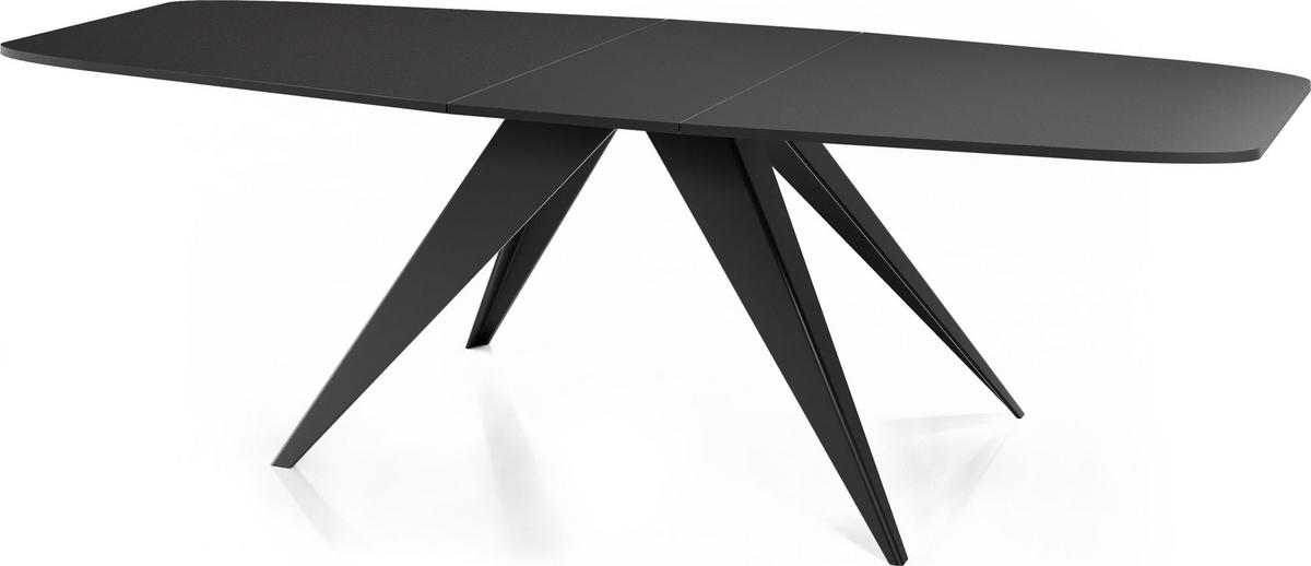 ESSTISCH Foster rechteckig ausziehbar, Schwarz 180-218/90/76 cm - Schwarz, Holzwerkstoff/Metall (180/90/76cm) - WFL GROUP