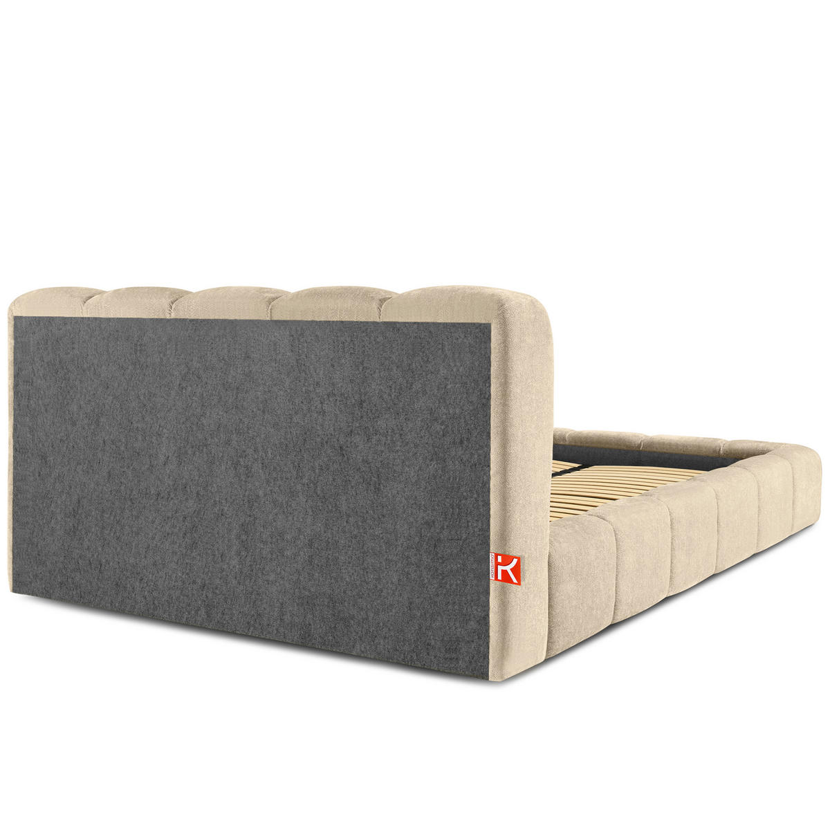 POLSTERBETT MERIDE Chenille, Beige - Beige/Schwarz, Holz/Textil (180/200cm) - KONSIMO®