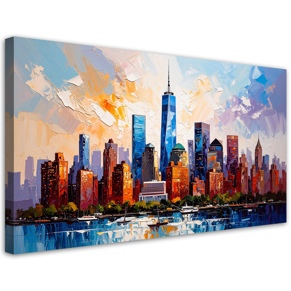 LEINWANDBILD Büros New York Manhattan 120x60cm - Multicolor, Textil (120/60cm) - Feeby