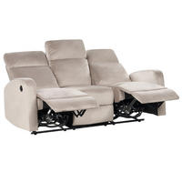 3-SITZER-SOFA Samtstoff taupe elektrisch verstellbar Verdal - Beige, Textil (180/102/73cm) - Beliani