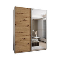 SCHWEBETÜRENSCHRANK 245,5/190/64 2-türig - Silberfarben/Eiche Artisan, Holz/Metall (190/245/64cm) - Abiks Möbel
