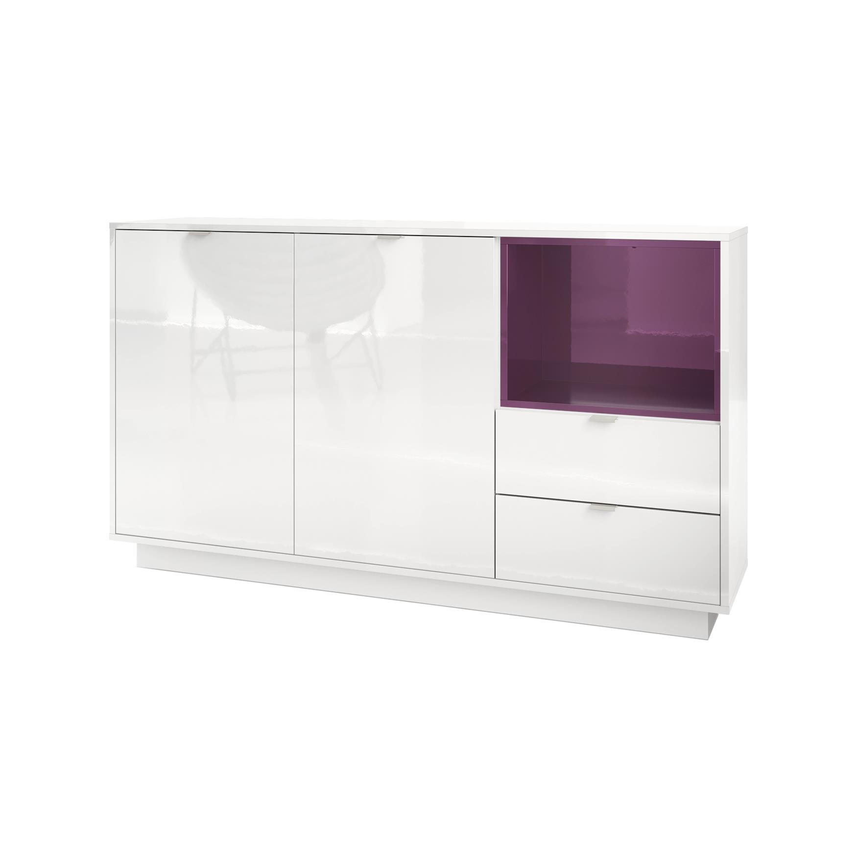 SIDEBOARD Metro Einsatz in Brombeer Hochglanz - Brombeere, Holzwerkstoff (153/88/38cm) - Vladon