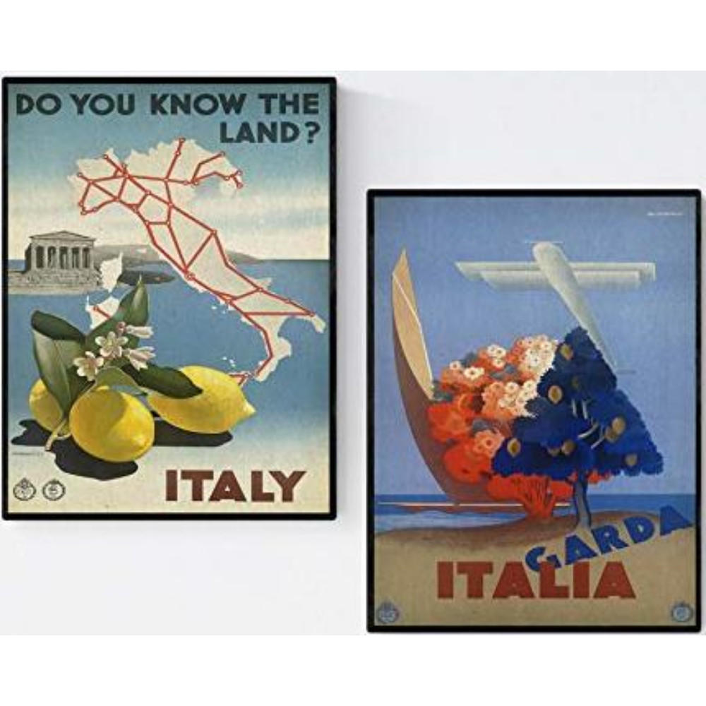 POSTER Set Mit 2 Italien Jahrgang A4 Rahmenlos - Klar, Papier (29.7/5/21cm) - Nacnic