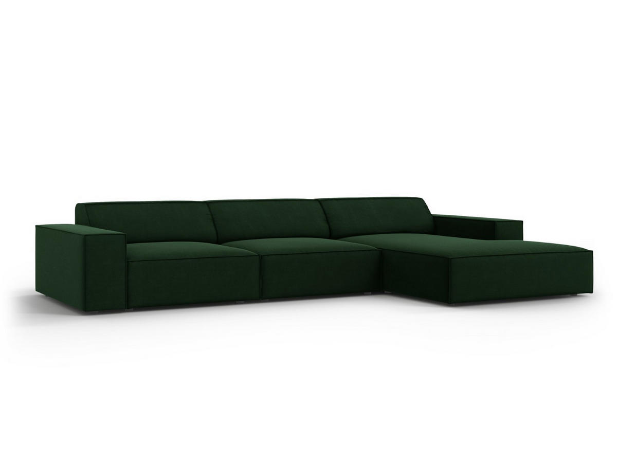 ECKSOFA rechts Jodie aus Samt flaschengrün 4 Sitzplätze - Dunkelgrün, Textil (166/284cm) - Micadoni