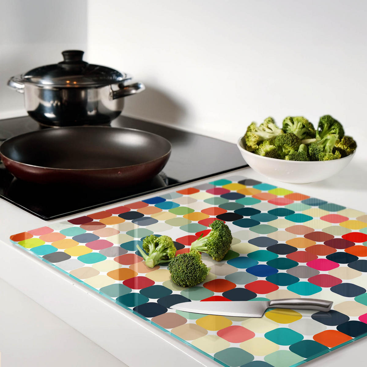 GLASPLATTE 60x52 cm Geometrische Figuren - Multicolor, Glas (60/0.4/52cm) - TULUP