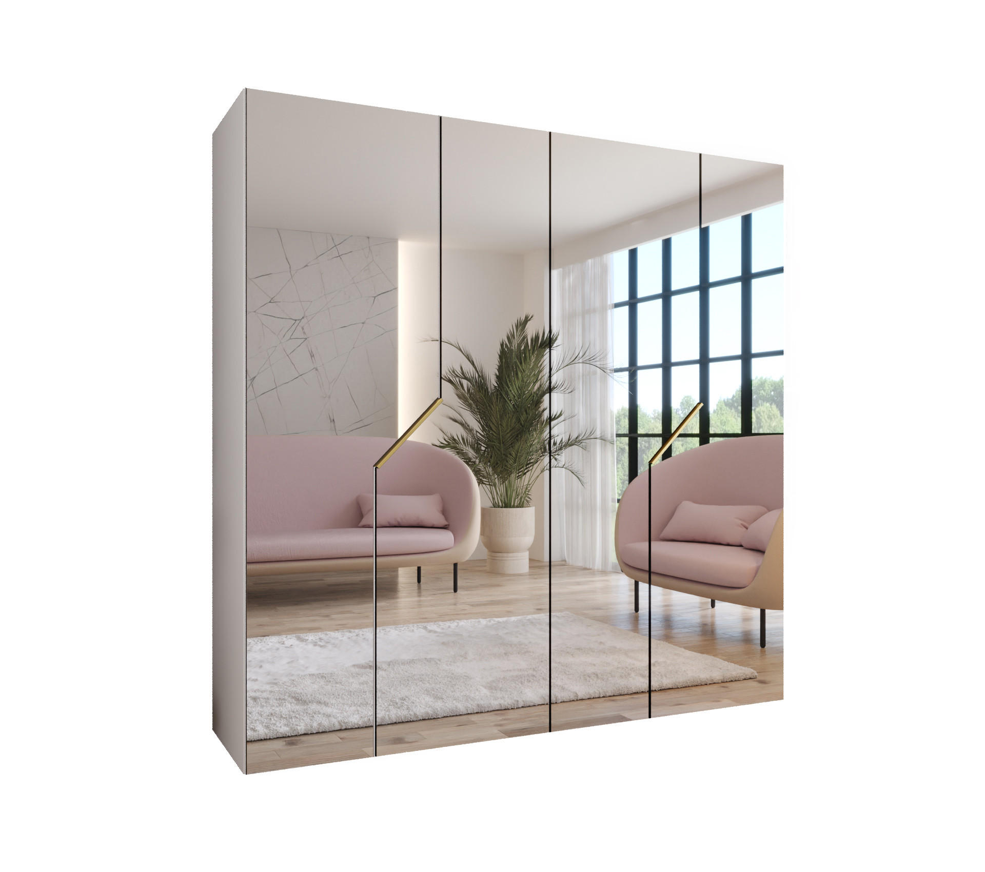 DREHTÜRENSCHRANK 202/200/52 4-türig - Goldfarben/Weiß, Holz/Metall (200/202/52cm) - Abiks Möbel