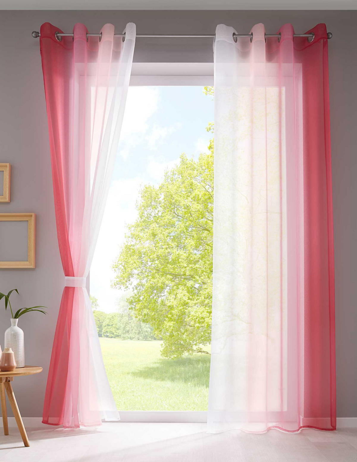 VORHANG 2ER SET »Modena« HxB 145x140 cm Rosa - Rosa, Textil (140/145cm) - Gardinenbox