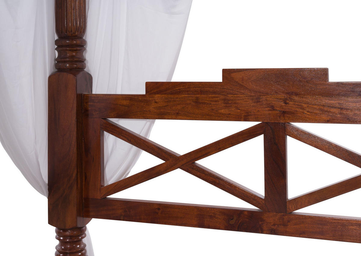 HIMMELBETT Akazie 140x200x224 nougat lackiert OXFORD #244 - Dunkelbraun, Holz (140/200cm) - Massivmoebel24